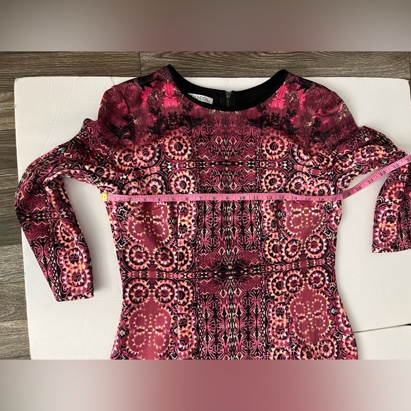 Maggy London Women’s Sheath Dress Size 14 Geometric Long Sleeve Zipper Back - Picture 10 of 12